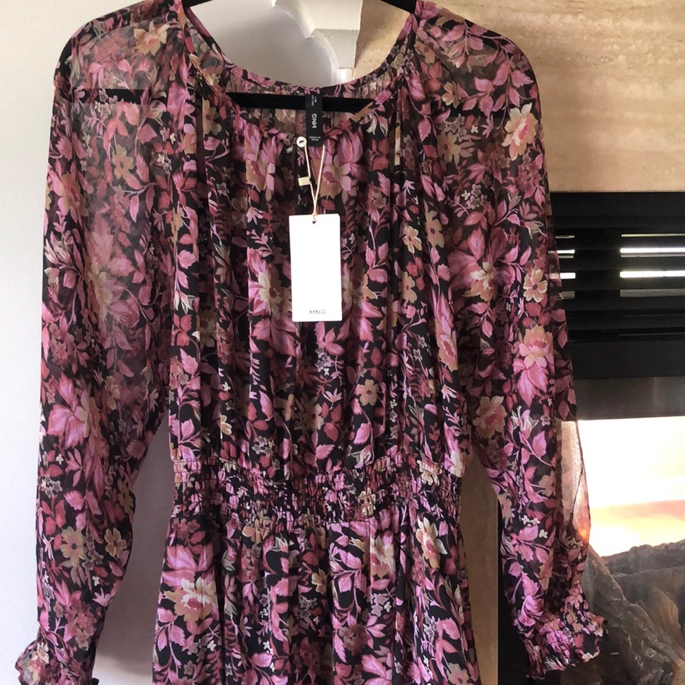 Fall floral dress long sleeves